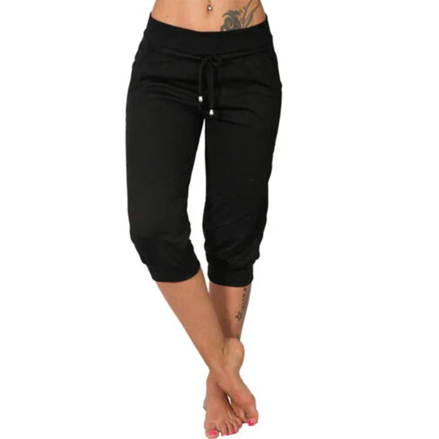 Pantalon capri femme Liora en coton‑lin – taille élastique & cordon, léger & tendance été 2025