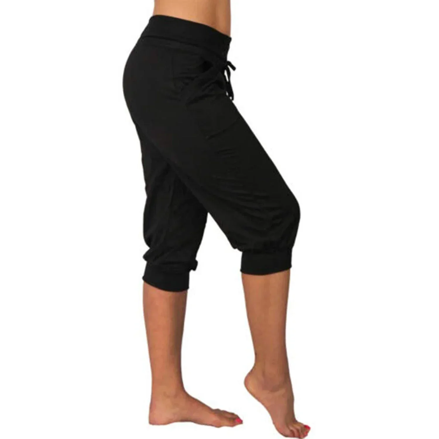 Pantalon capri femme Liora en coton‑lin – taille élastique & cordon, léger & tendance été 2025