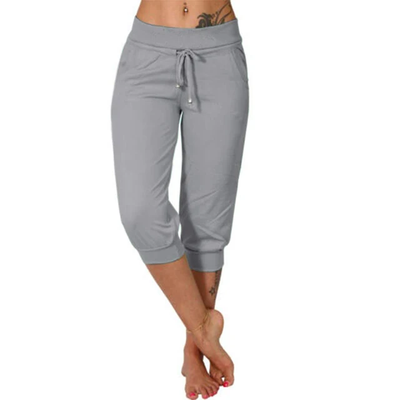 Pantalon capri femme Liora en coton‑lin – taille élastique & cordon, léger & tendance été 2025