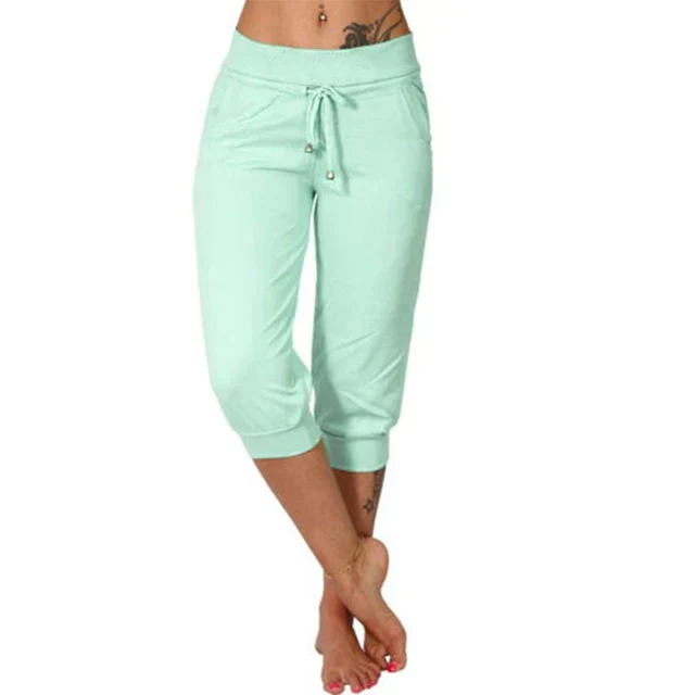 Pantalon capri femme Liora en coton‑lin – taille élastique & cordon, léger & tendance été 2025