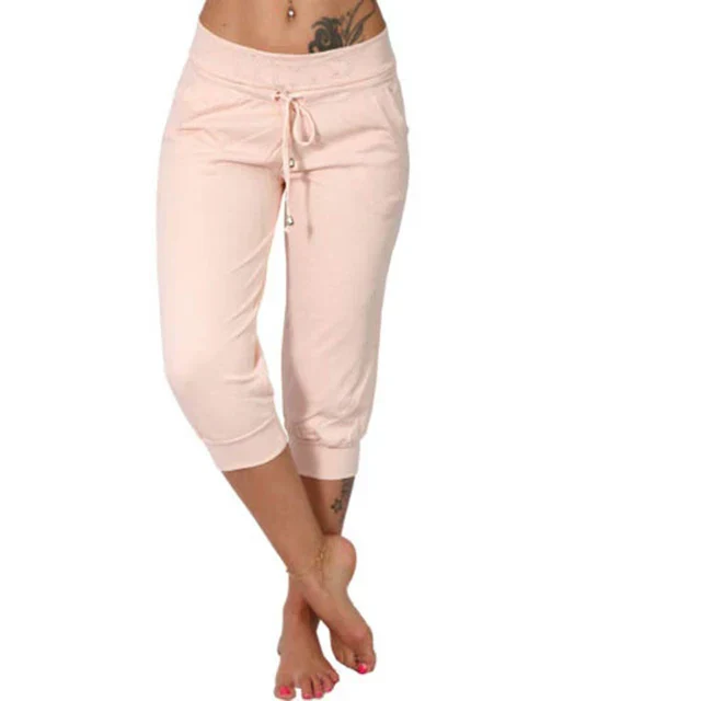 Pantalon capri femme Liora en coton‑lin – taille élastique & cordon, léger & tendance été 2025