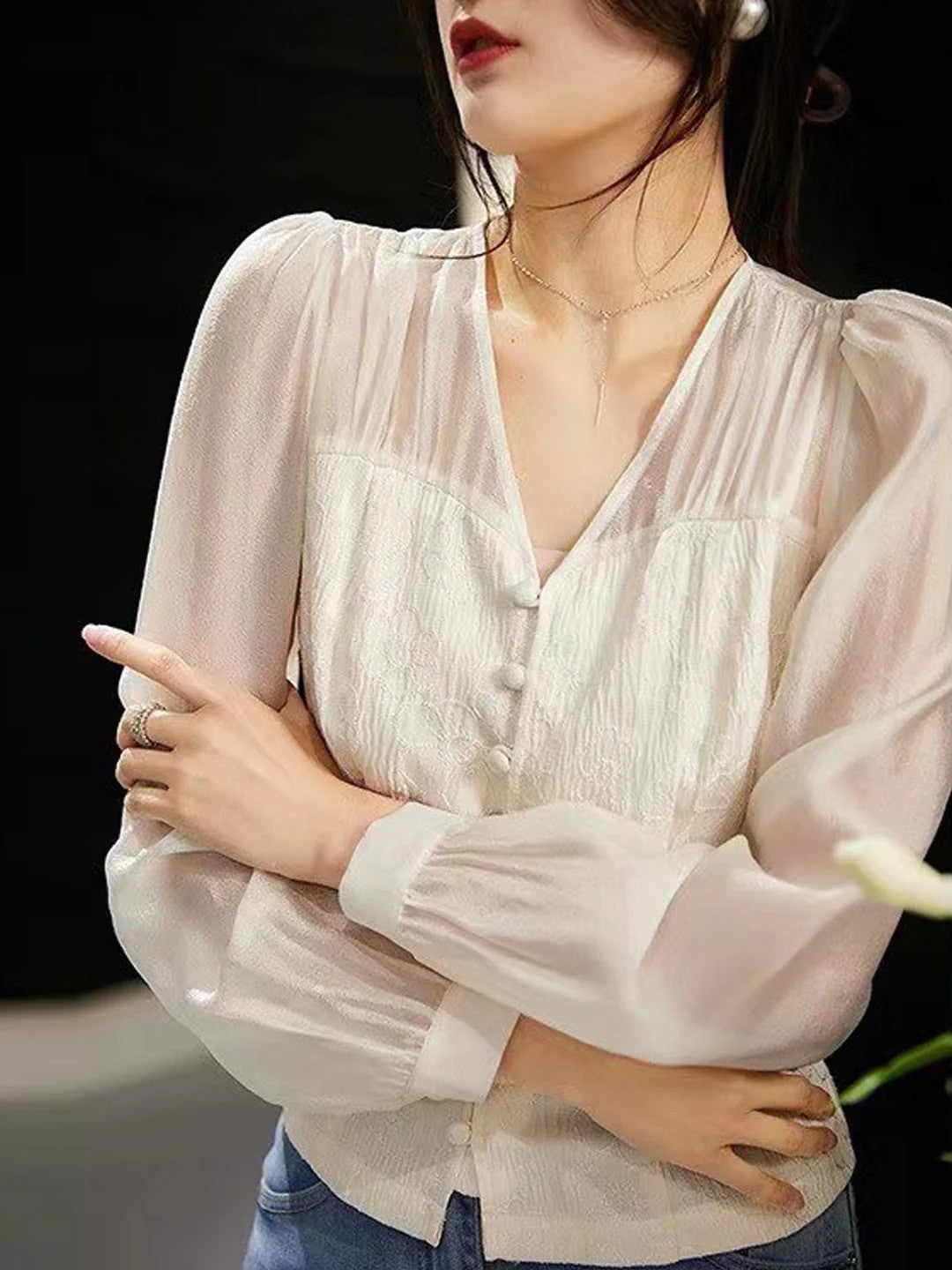 Luna - Top à manches bouffantes pour femmes