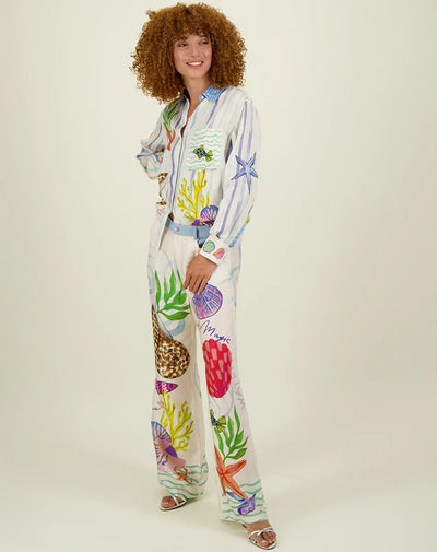 Ensemble oversize boutonné à imprimé unique en satin