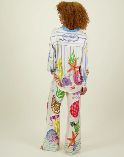 Ensemble oversize boutonné à imprimé unique en satin