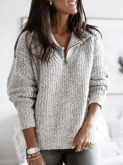 Maila™ | Blød Strikket Pullover med Lynlås Krave