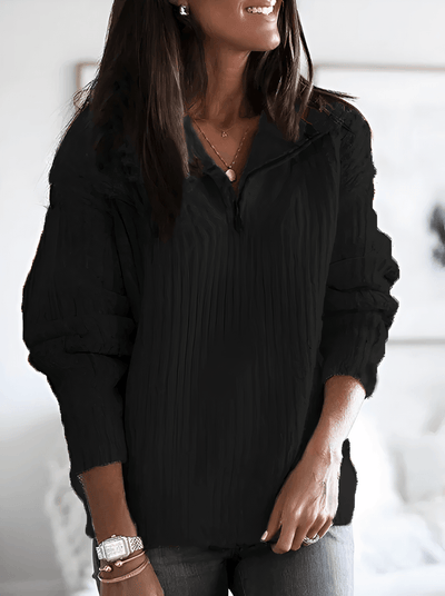 Maila™ | Blød Strikket Pullover med Lynlås Krave