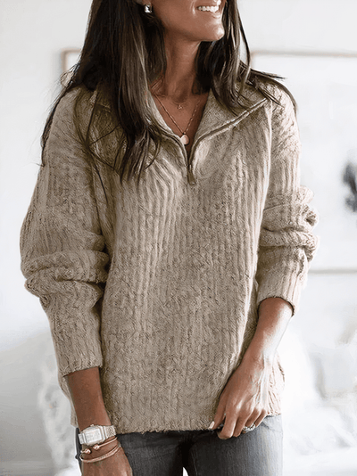 Maila™ | Blød Strikket Pullover med Lynlås Krave