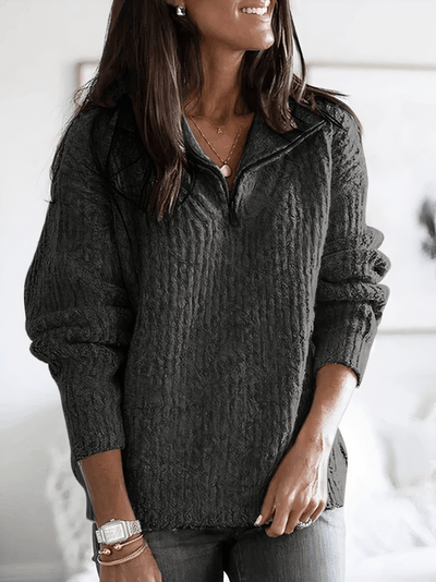 Maila™ | Blød Strikket Pullover med Lynlås Krave