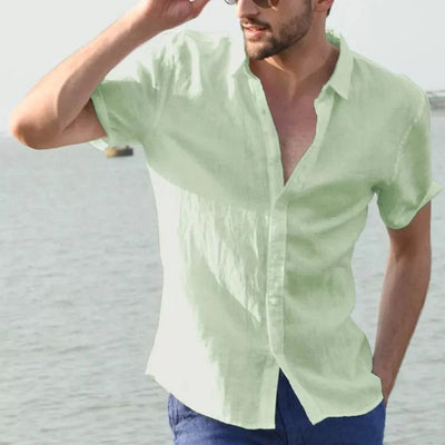 Chemise homme manches courtes – Coupe ample – Tissu respirant – Boutonnage classique