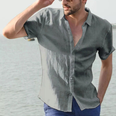 Chemise homme manches courtes – Coupe ample – Tissu respirant – Boutonnage classique
