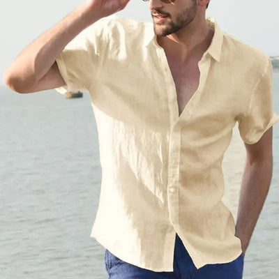 Chemise homme manches courtes – Coupe ample – Tissu respirant – Boutonnage classique