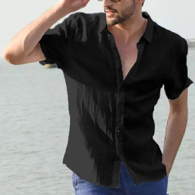 Chemise homme manches courtes – Coupe ample – Tissu respirant – Boutonnage classique