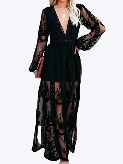 Mabyn - Robe longue en dentelle bohème intemporelle pour femme