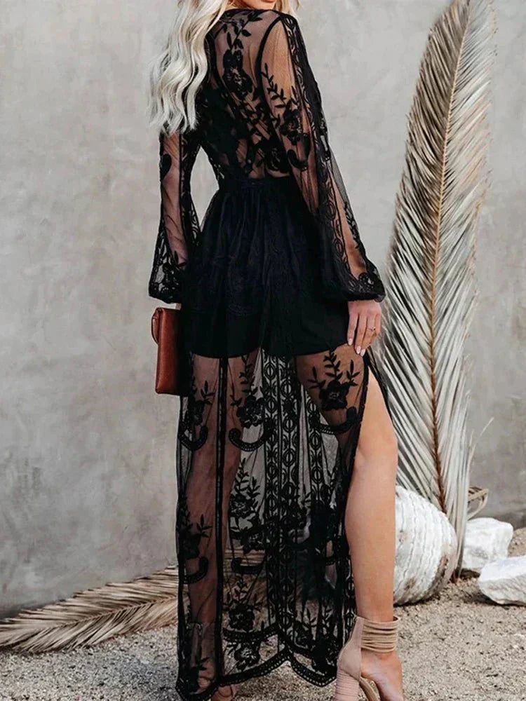 Mabyn - Robe longue en dentelle bohème intemporelle pour femme