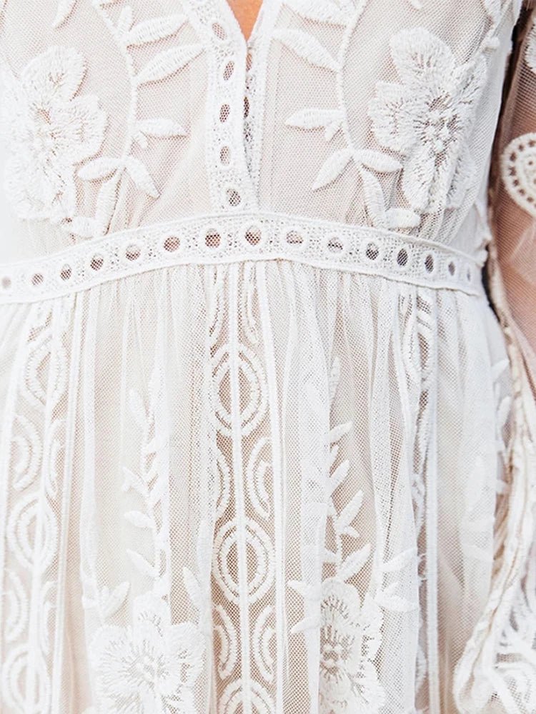 Mabyn - Robe longue en dentelle bohème intemporelle pour femme