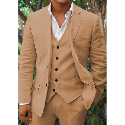 Ensemble en lin pour hommes : blazer, gilet et pantalon