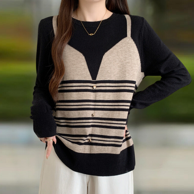 GLORIA - Pull en Tricot À Lignes pour Femmes