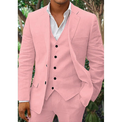 Ensemble en lin pour hommes : blazer, gilet et pantalon