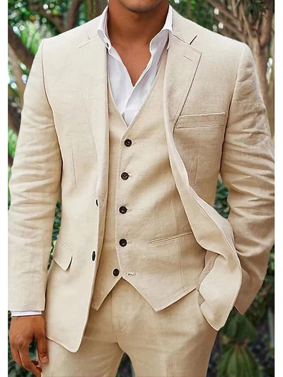 Ensemble en lin pour hommes : blazer, gilet et pantalon