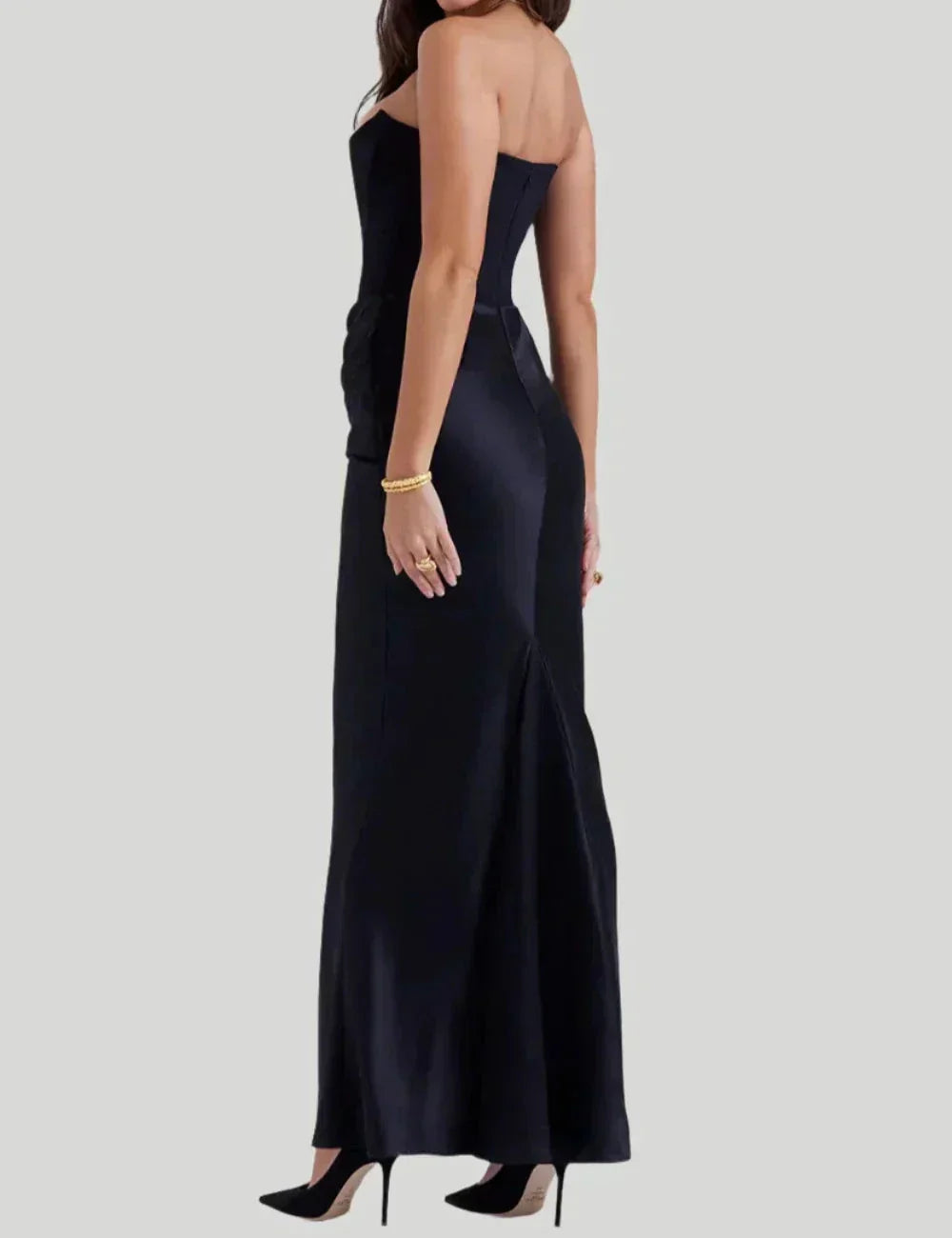 Robe Longue Bustier Élégante | Design Drapé | Silhouette Ajustée