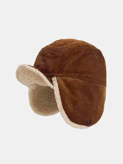 Casquette de baseball rétro en velours côtelé avec oreillettes