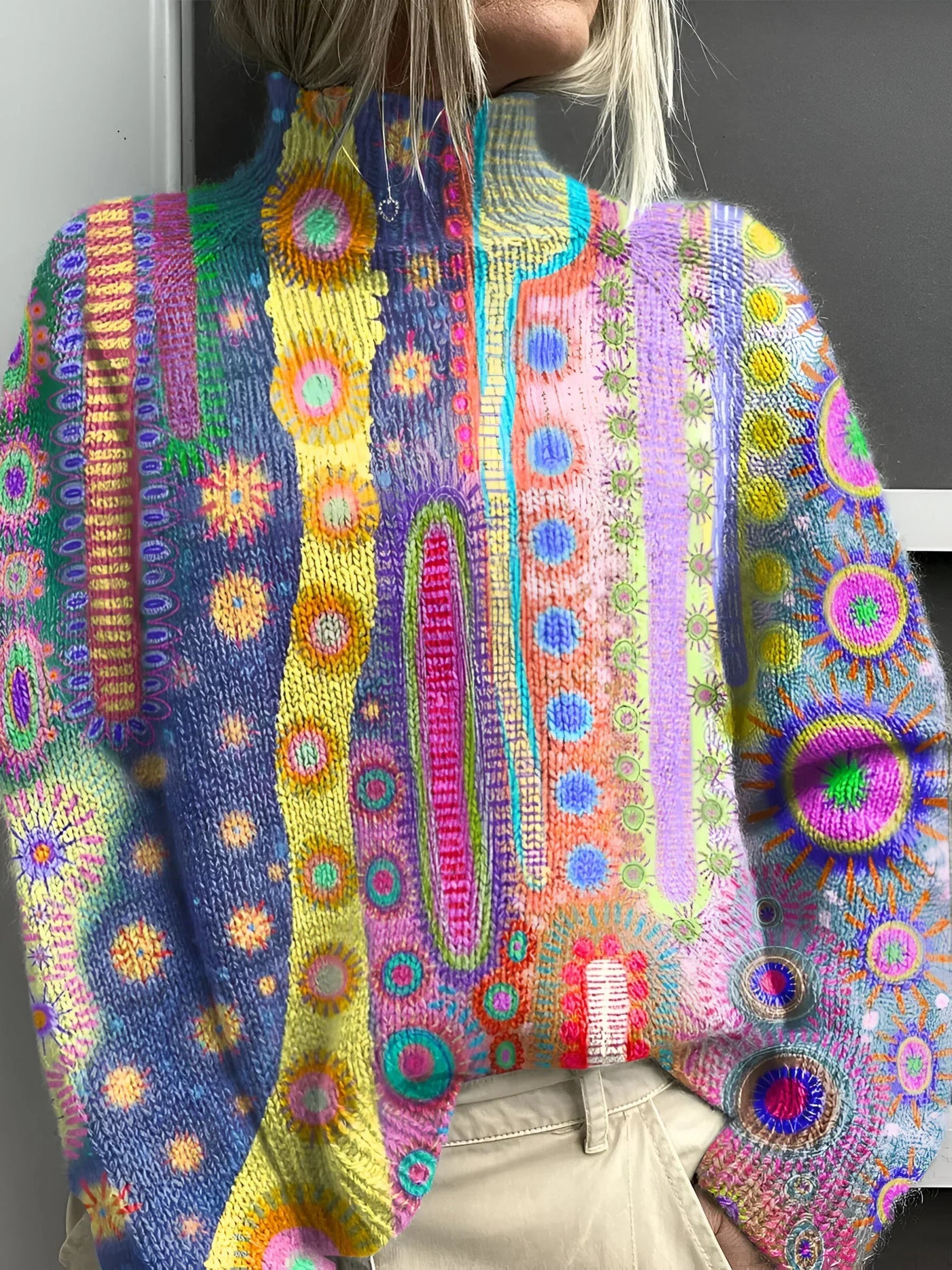 Daphne - Pull en maille à col roulé coloré
