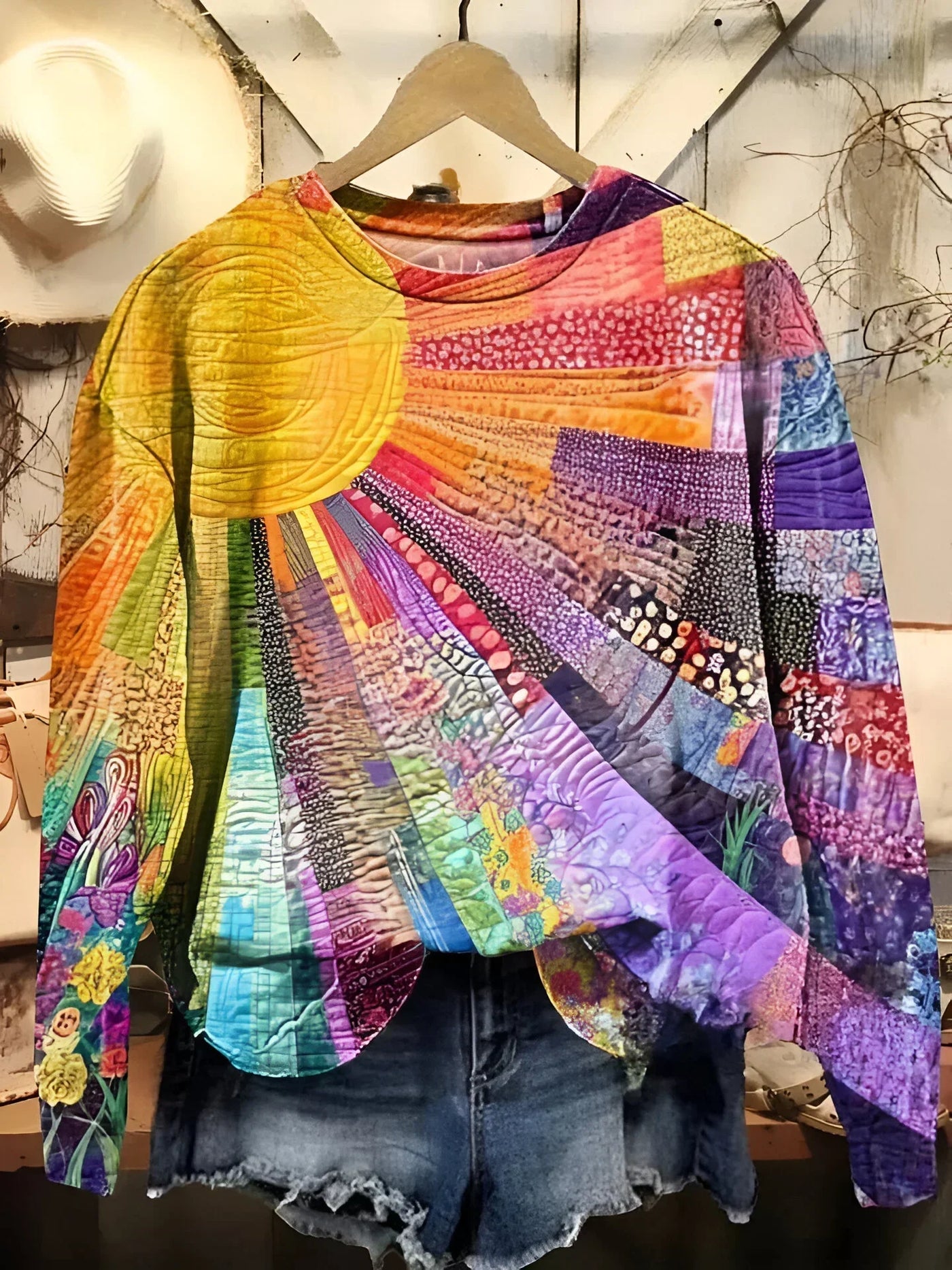 Quirine - Sweatshirt Collage de Soleils Colorés