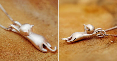 Collier ‘Chat espiègle’ en argent sterling 925