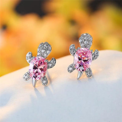 Boucles d'oreilles en zirconium et argent tortue de mer
