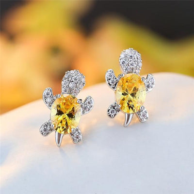 Boucles d'oreilles en zirconium et argent tortue de mer
