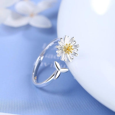 Bague en Tournesol Argentée Ajustable