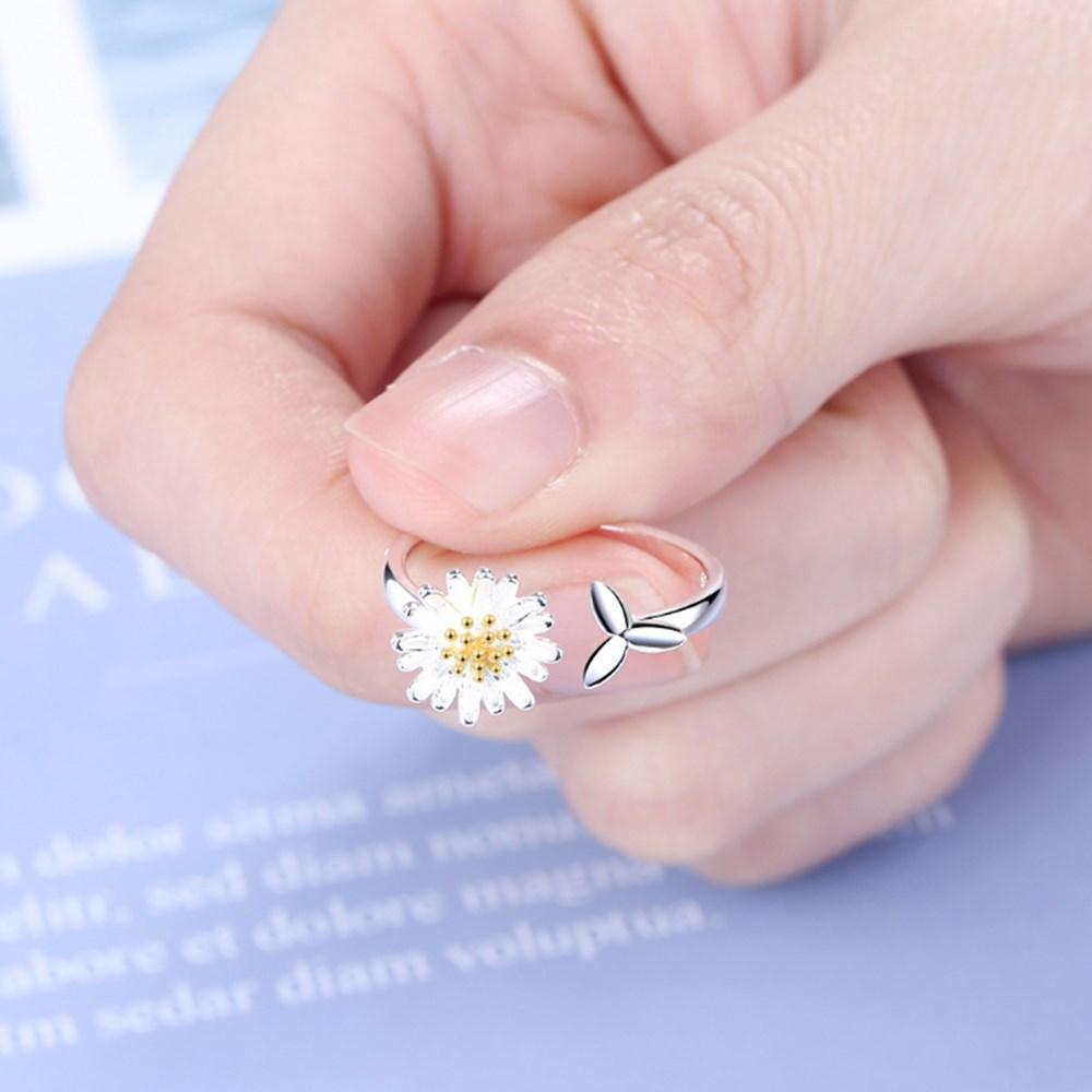 Bague en Tournesol Argentée Ajustable
