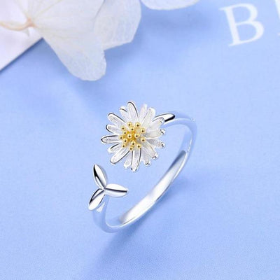 Bague en Tournesol Argentée Ajustable