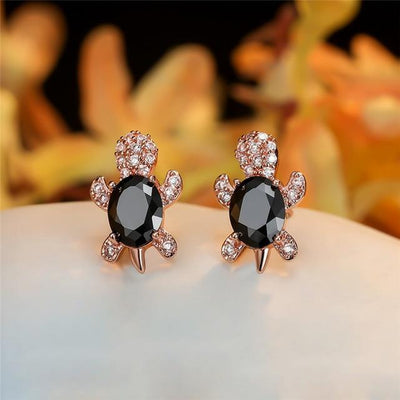 Boucles d'oreilles en zirconium et argent tortue de mer
