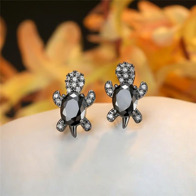 Boucles d'oreilles en zirconium et argent tortue de mer
