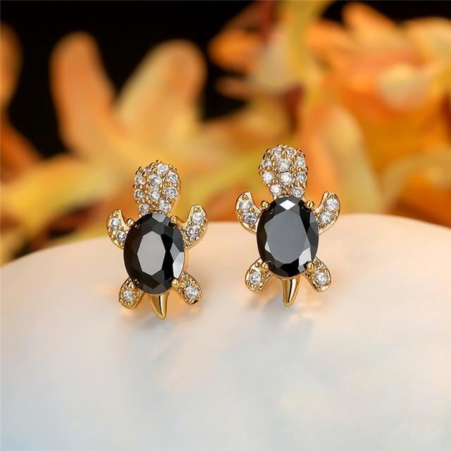 Boucles d'oreilles en zirconium et argent tortue de mer