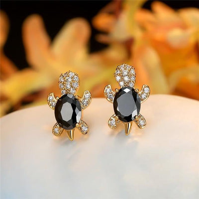Boucles d'oreilles en zirconium et argent tortue de mer