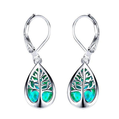 Boucles d'oreilles en argent "Arbre de Vie" avec opale