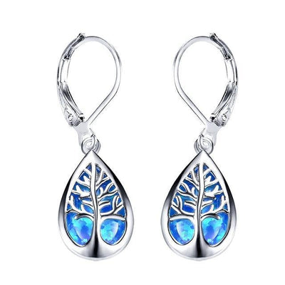 Boucles d'oreilles en argent "Arbre de Vie" avec opale