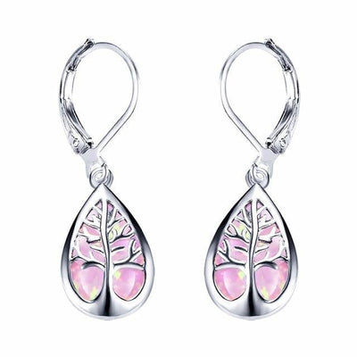 Boucles d'oreilles en argent "Arbre de Vie" avec opale