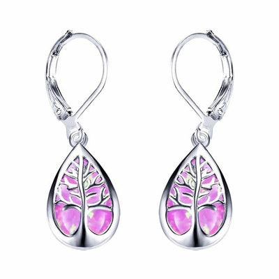 Boucles d'oreilles en argent "Arbre de Vie" avec opale