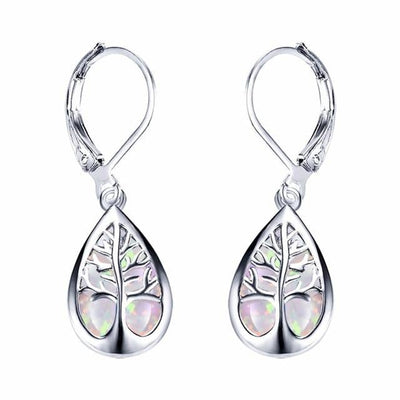 Boucles d'oreilles en argent "Arbre de Vie" avec opale