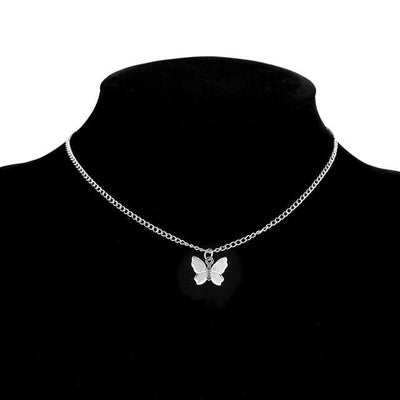 Collier en forme de papillon plaqué argent et or