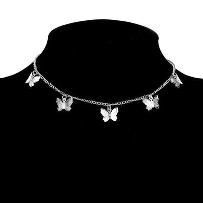 Collier en forme de papillon plaqué argent et or