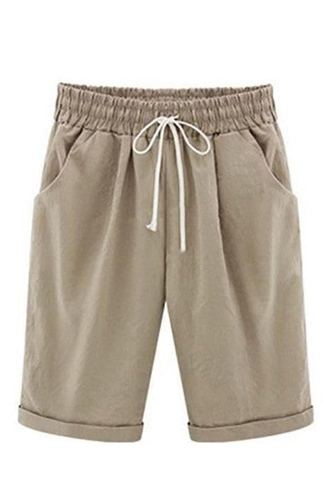 Short femme décontracté – Coupe ample – Taille élastique à cordon – Tissu respirant – Poches latérales