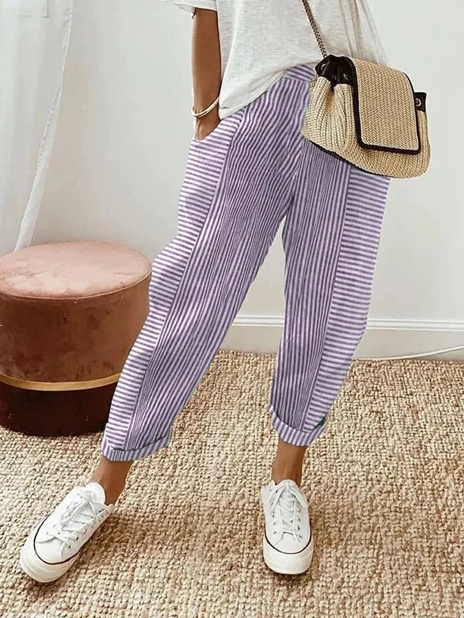 Lore™ | Pantalon Rayé Confort Élégant