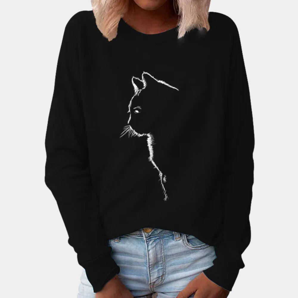 ADRIA - Pull décontracté pour femmes avec un adorable motif de chat