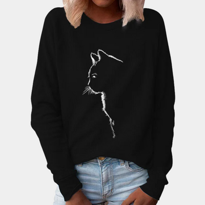 ADRIA - Pull décontracté pour femmes avec un adorable motif de chat
