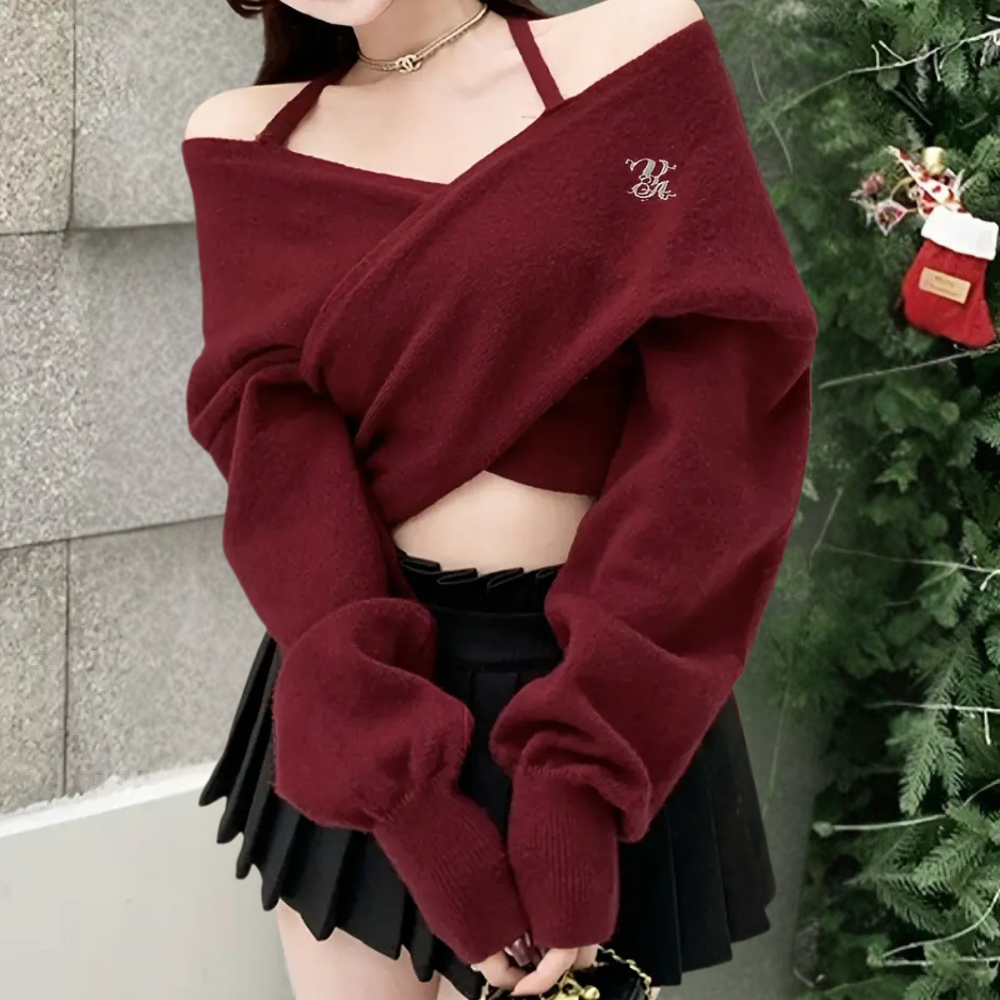 LAYLA - Pull Tendance à Épaules Dégagées pour Femmes
