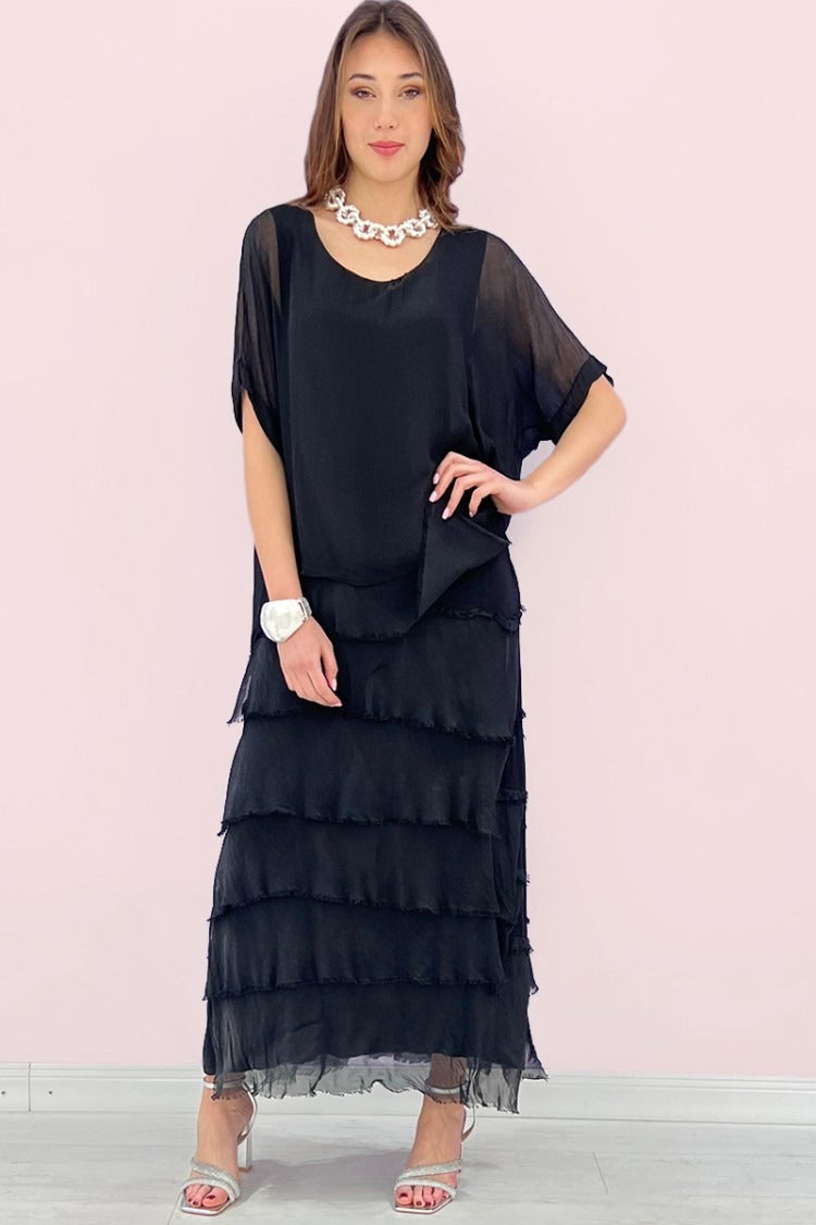 Robe en soie à volants